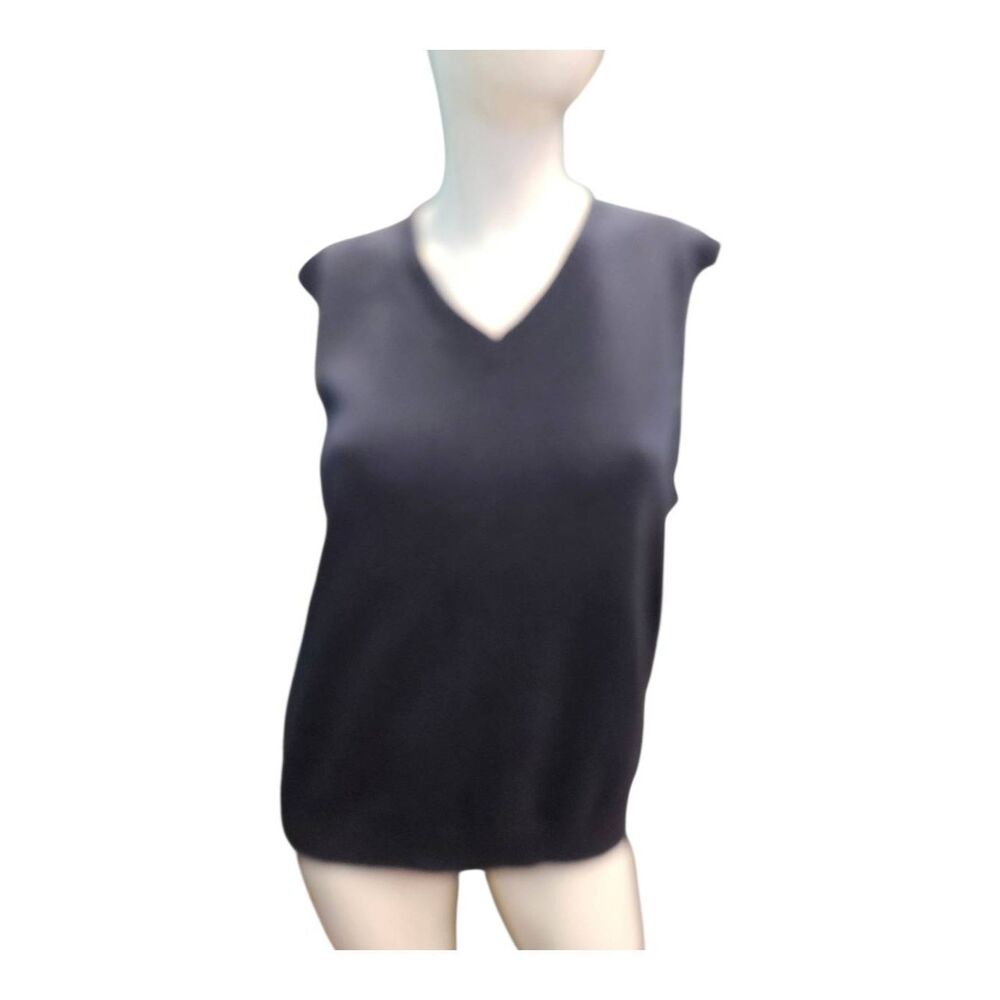 Lands End Navy Blue Knit Sweater Vest Womens size 18